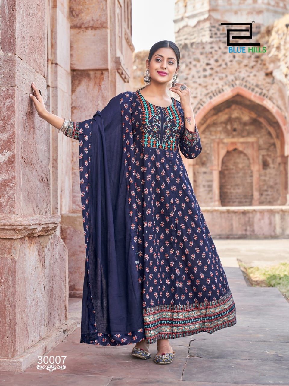 Glamour Vol 30 By Blue Hills Long Anarkali Kurtis With Dupatta
